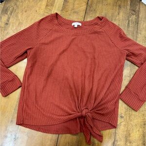 Nine Britton Long Sleeve Rust Tie-Front Top